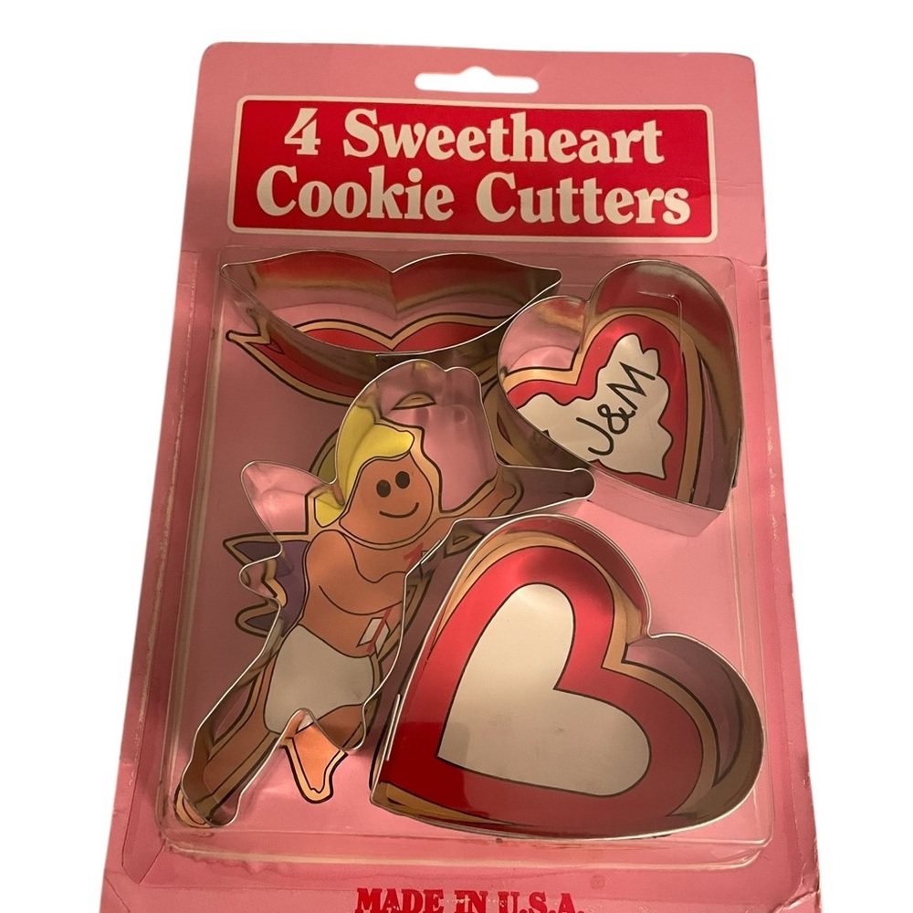 Vintage Fox Run Cookie Cutters 4 Piece Valentine's Day Silver Metal Made in USA